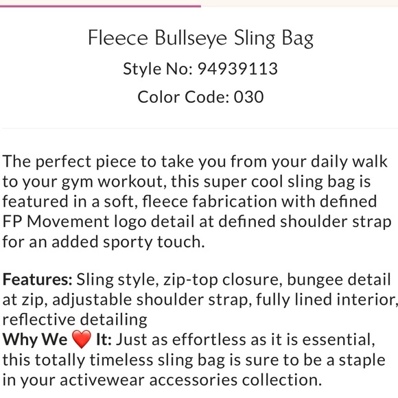 NWT FREE PEOPLE FLEECE BULLSEYE SLING BAG - Picture 6 of 7